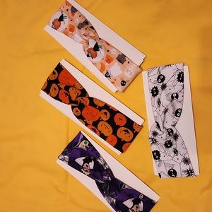 Halloween Themed Handmade Cotton/Polyester Spandex Head Bands - set of 4